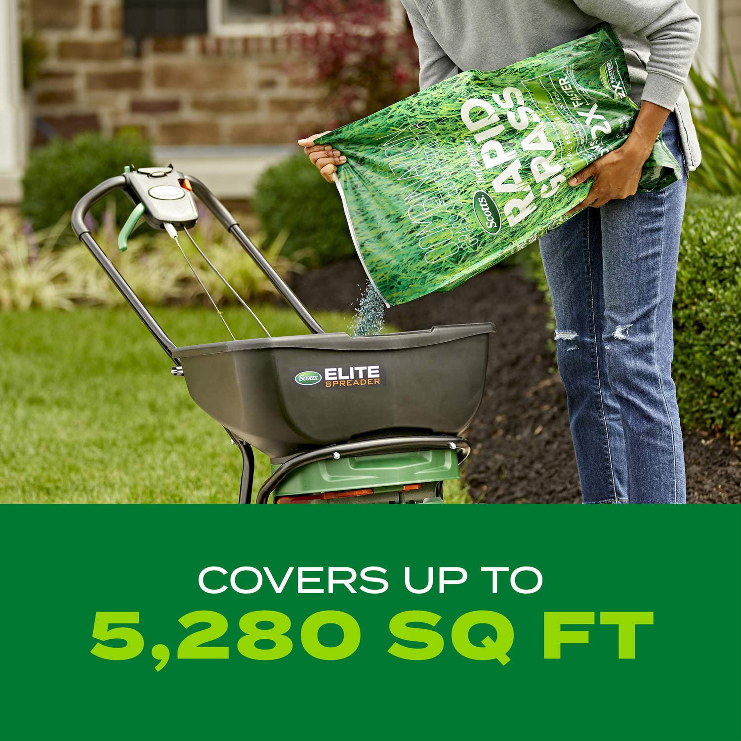 Scotts Turf Builder Rapid Grass Mix bag label detail for product features