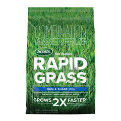 Scotts Turf Builder Rapid Grass Sun & Shade Mix bag label for lawn establishment