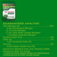 Scotts Turf Builder spreader application—shows even distribution for a healthier lawn.