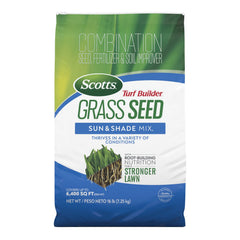 Scotts Turf Builder Sun & Shade Mix seed bag ready to establish a thicker, healthier lawn
