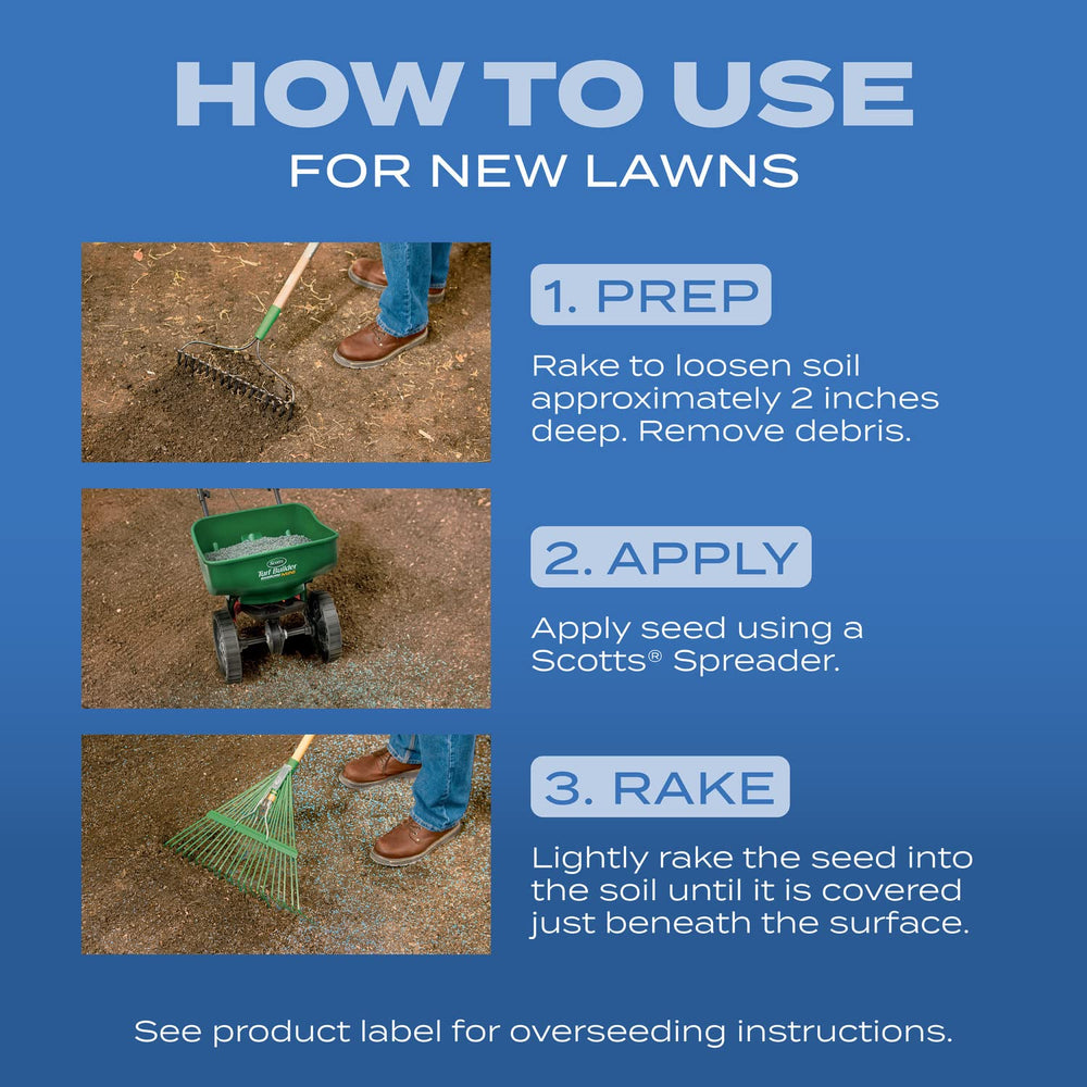 Scotts Turf Builder watering guidance helps seedlings establish properly.