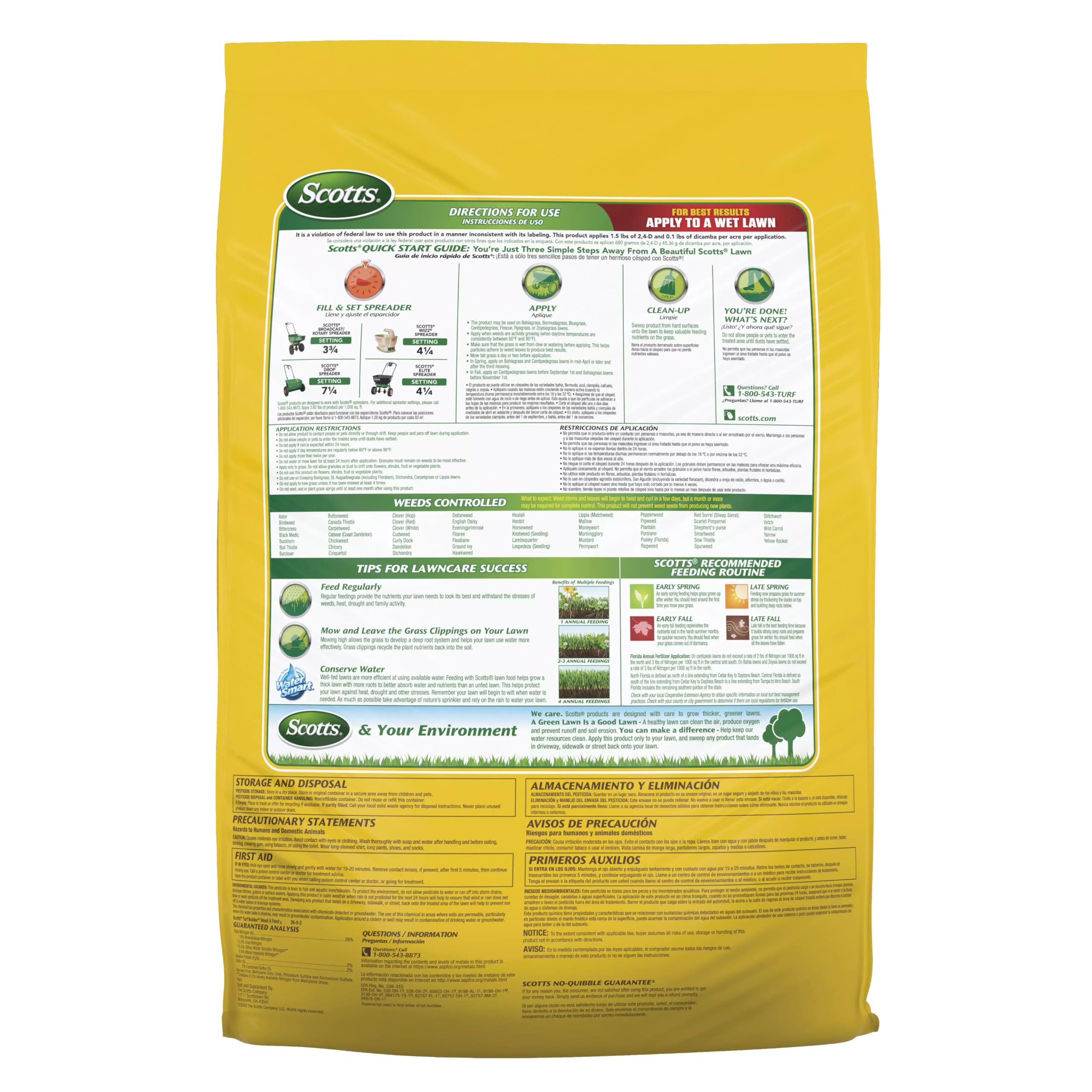 Scotts Turf Builder Weed & Feed5 safety notes for application