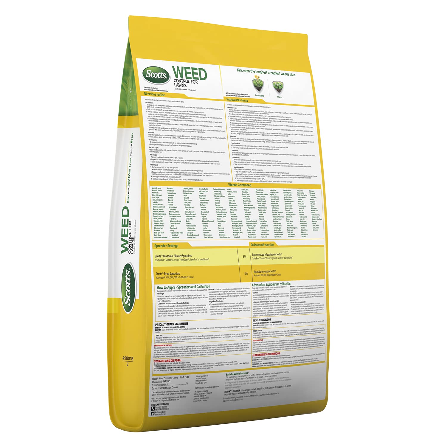 Scotts Weed Control application shown during morning dew scene for best results.
