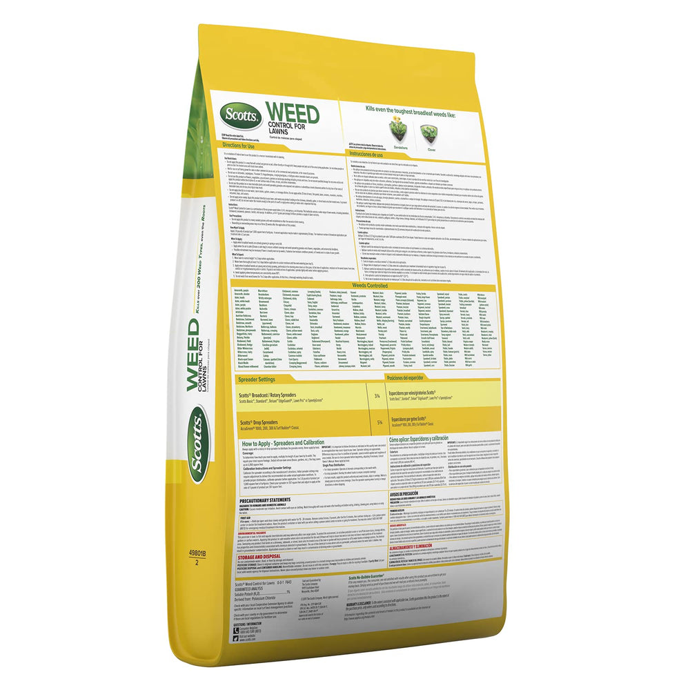 Scotts Weed Control application shown during morning dew scene for best results.