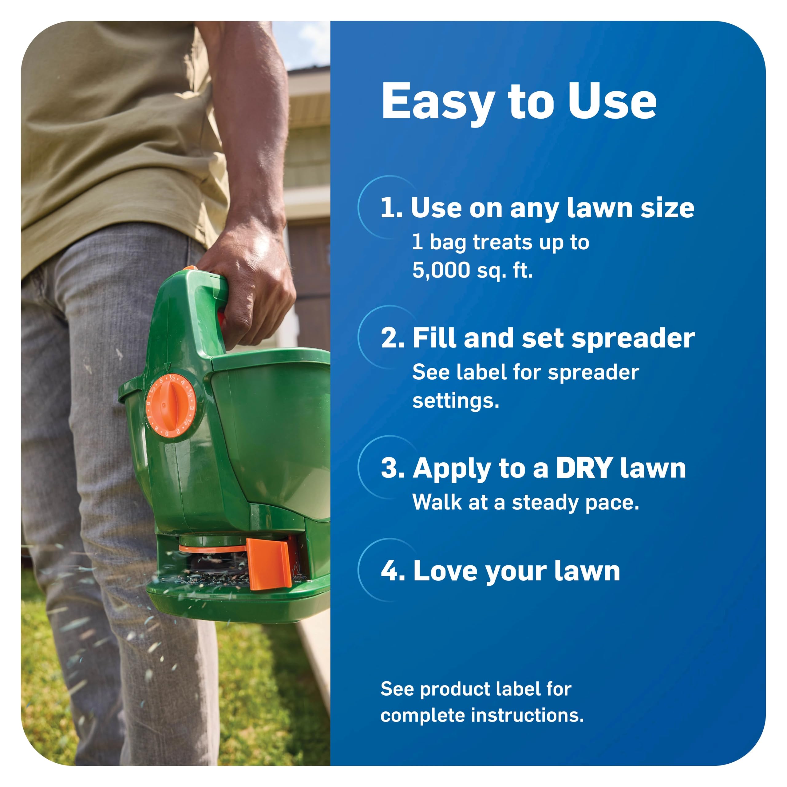 One bag covers up to 5,000 sq ft for lawn protection.