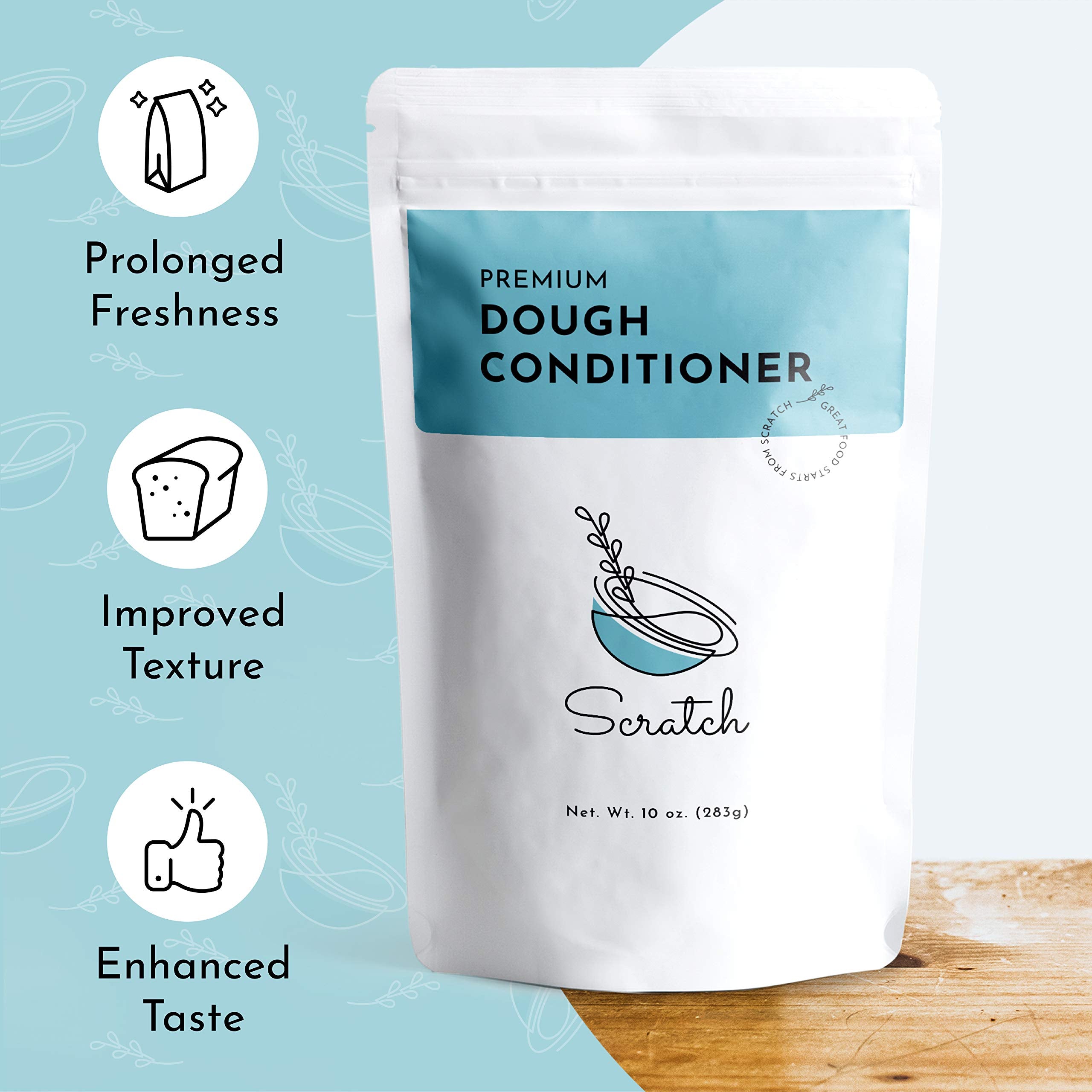 Scratch Premium Dough Conditioner in-use during kneading yields a lighter, even crumb