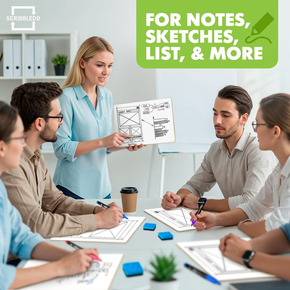 Scribbledo classroom setup with boards for lessons and notes