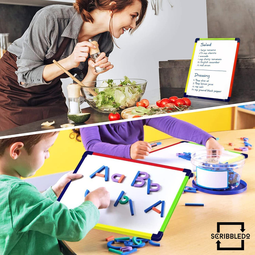 Scribbledo eco-friendly reusable writing board helps reduce paper waste.