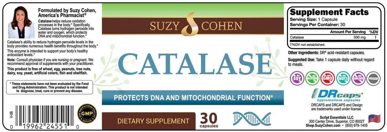 Script Essentials Catalase dose pour illustrating simple daily dosing.