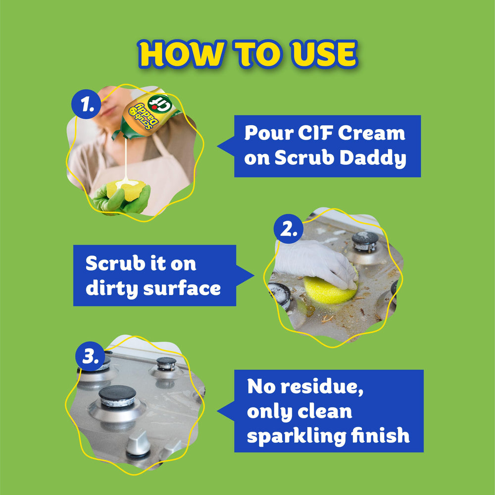 Marble surface refreshed by Scrub Daddy Cif Cream Lemon