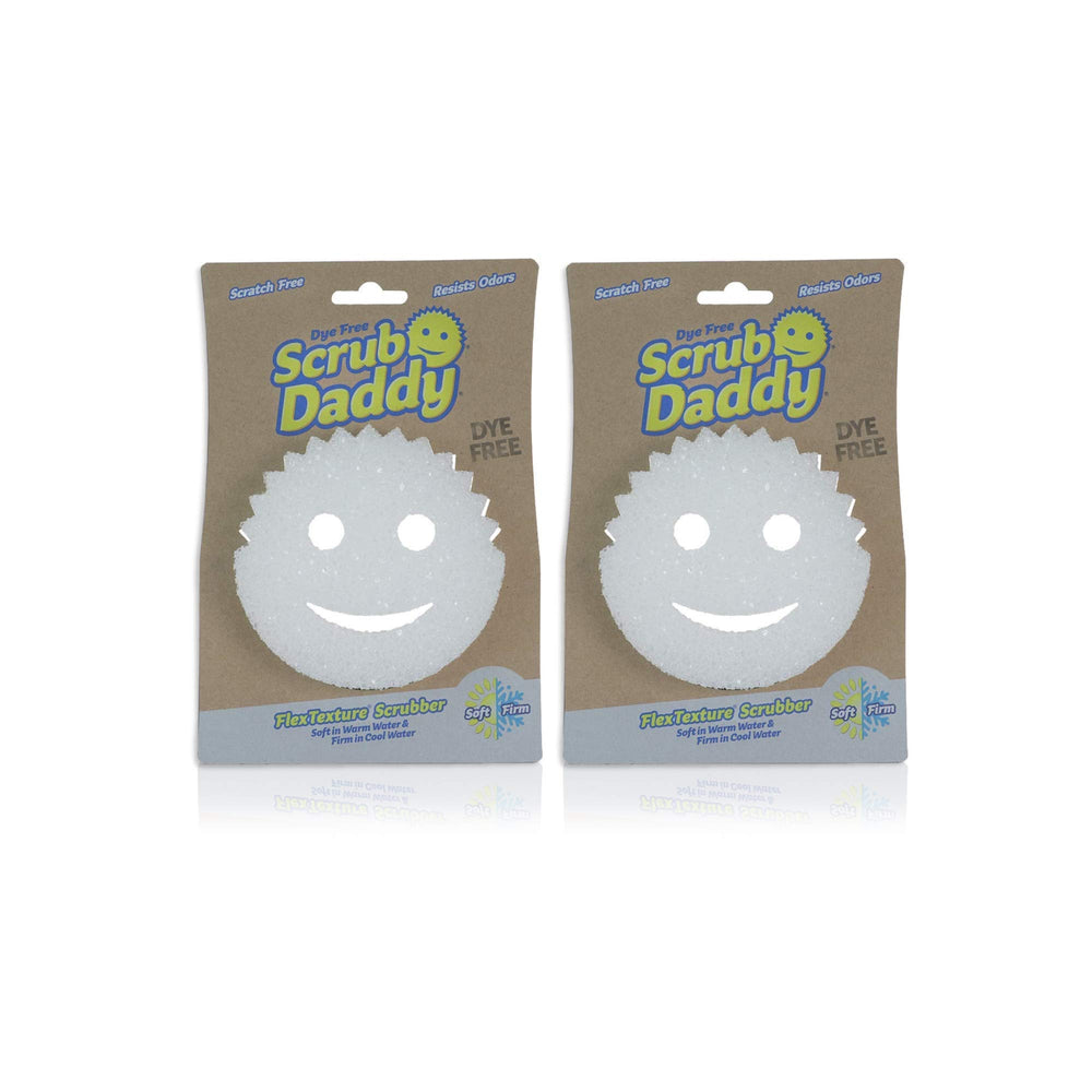 Scrub Daddy dye-free sponge shown from the front view for everyday kitchen cleaning.