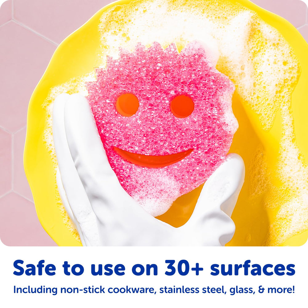 Ergonomic Scrub Daddy sponge with comfortable grip.