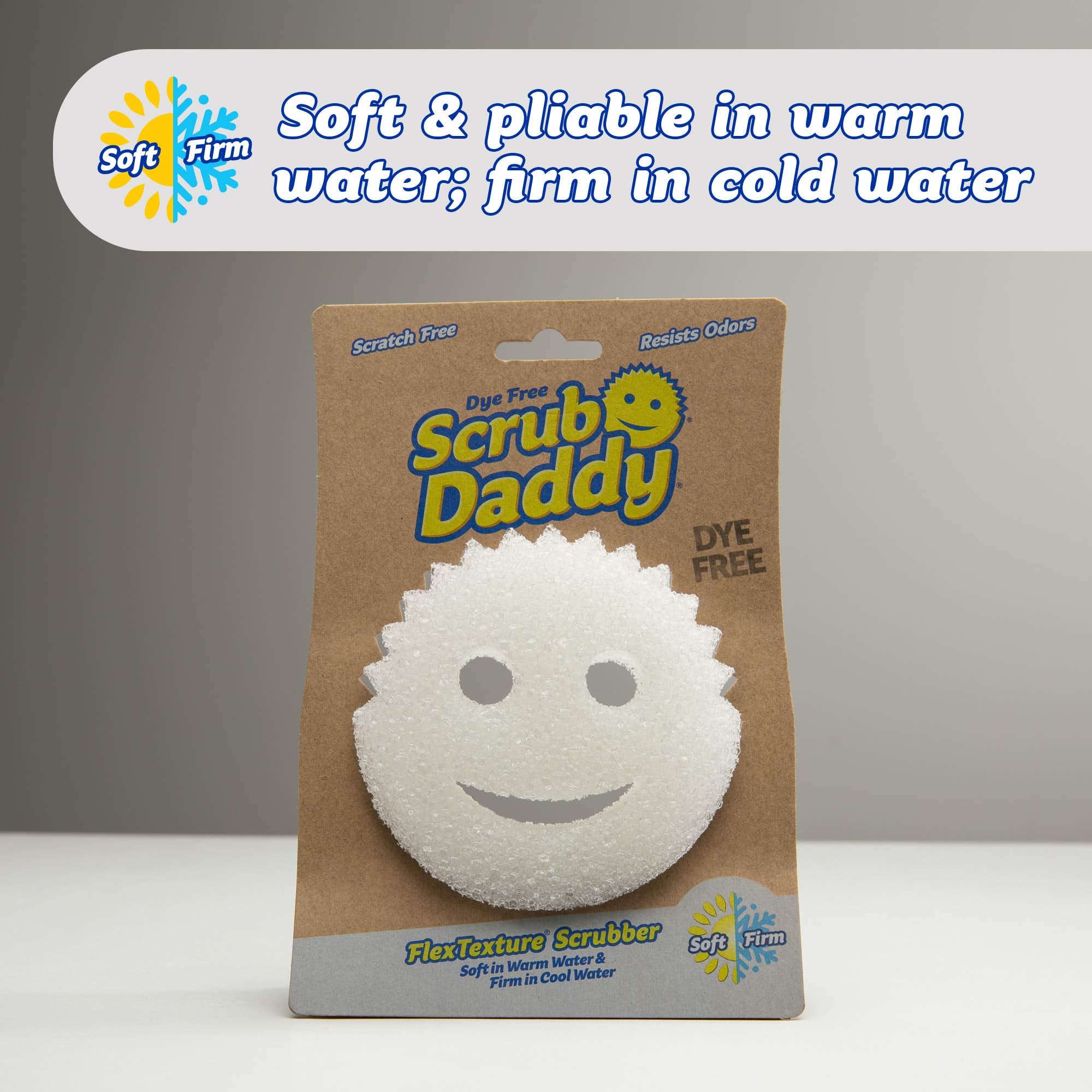 Scrub Daddy fast-dry foam demonstrates quick air-drying after use.