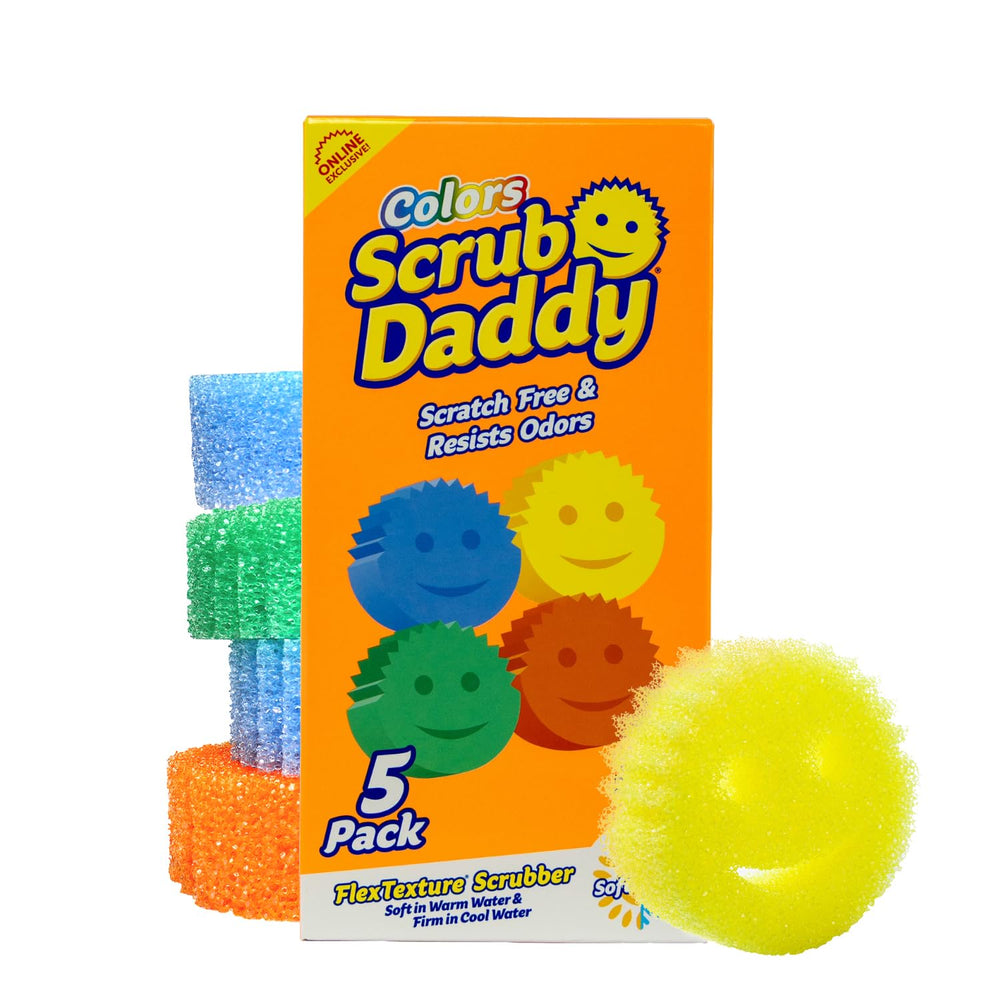 Scrub Daddy scratch-free sponge bundle ready for tough and light cleaning.