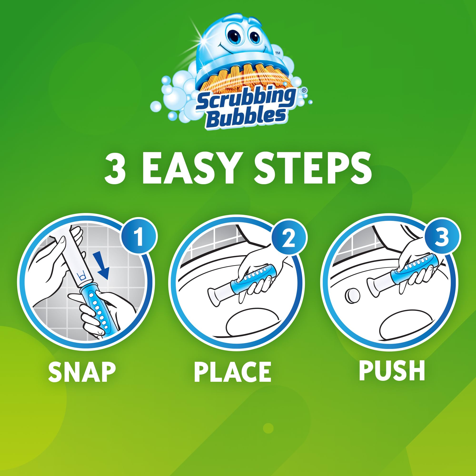 24-stamp dispenser shown with compact, bathroom-friendly design by Scrubbing Bubbles.