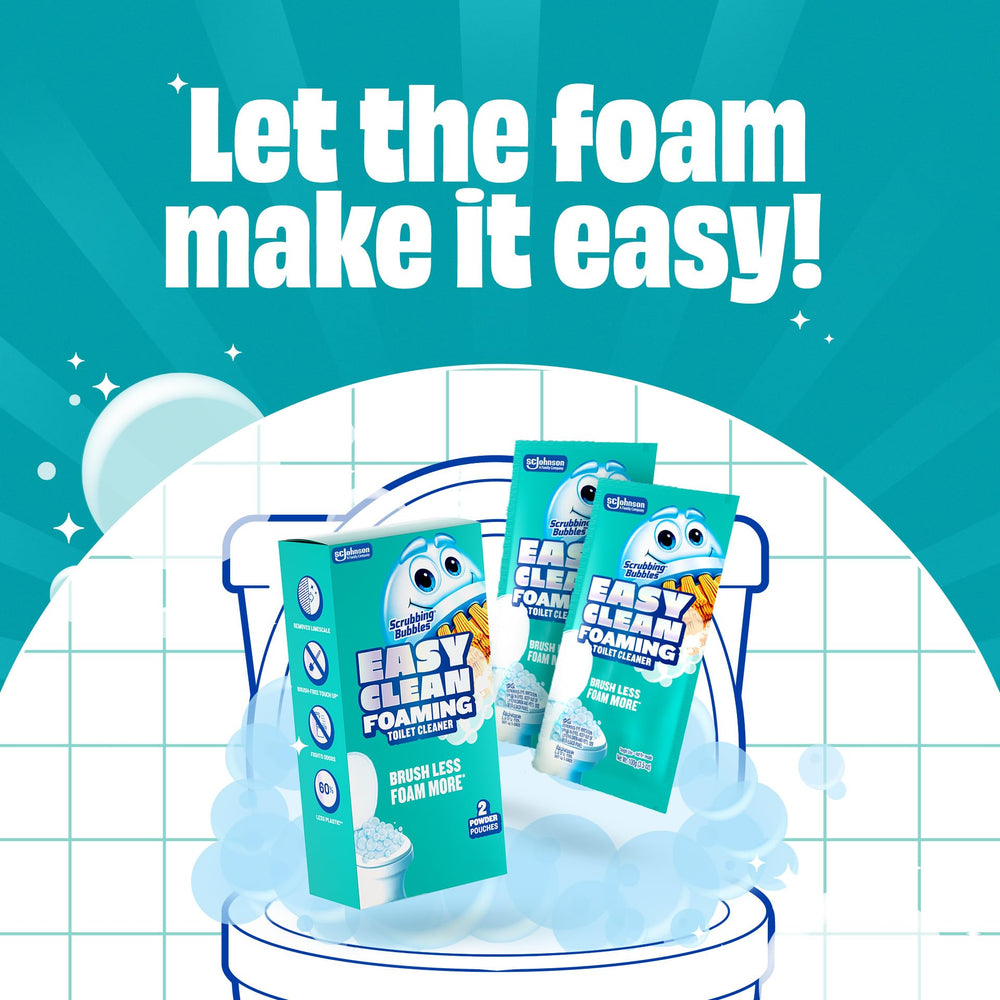 Scrubbing Bubbles color-changing foam shows active cleaning in real time