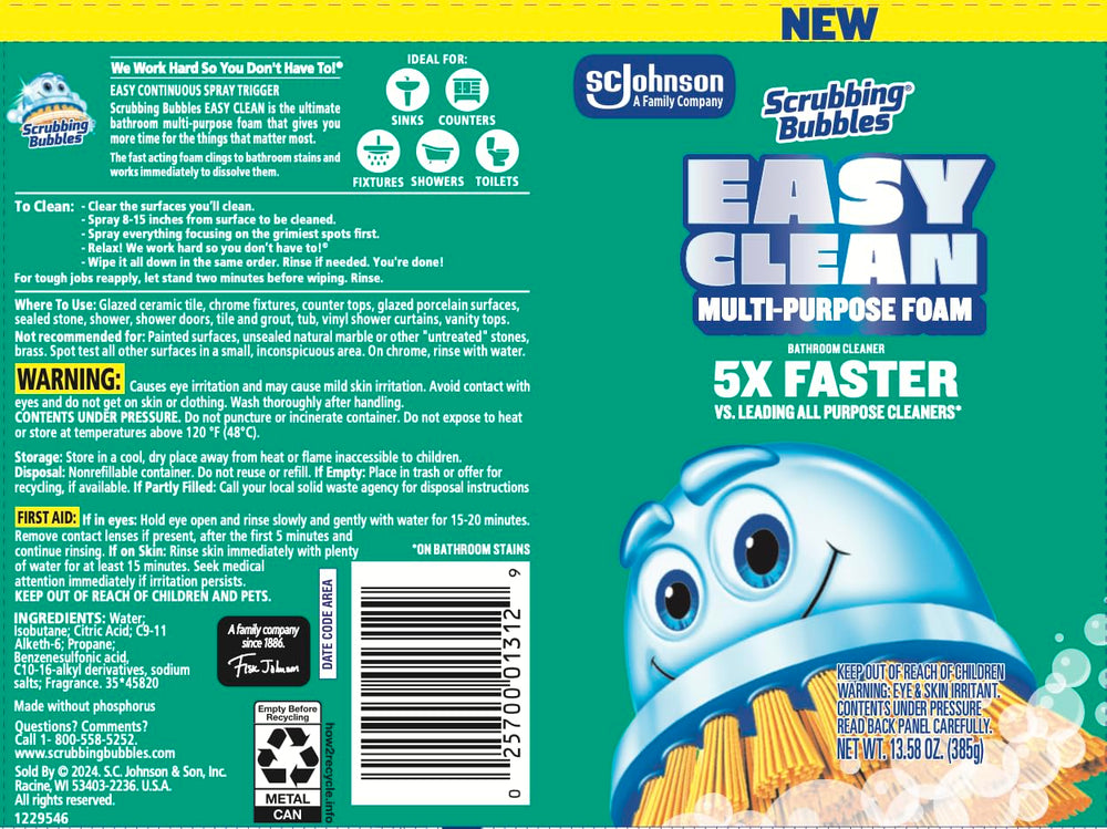 Scrubbing Bubbles continuous spray enables steady, even coverage.