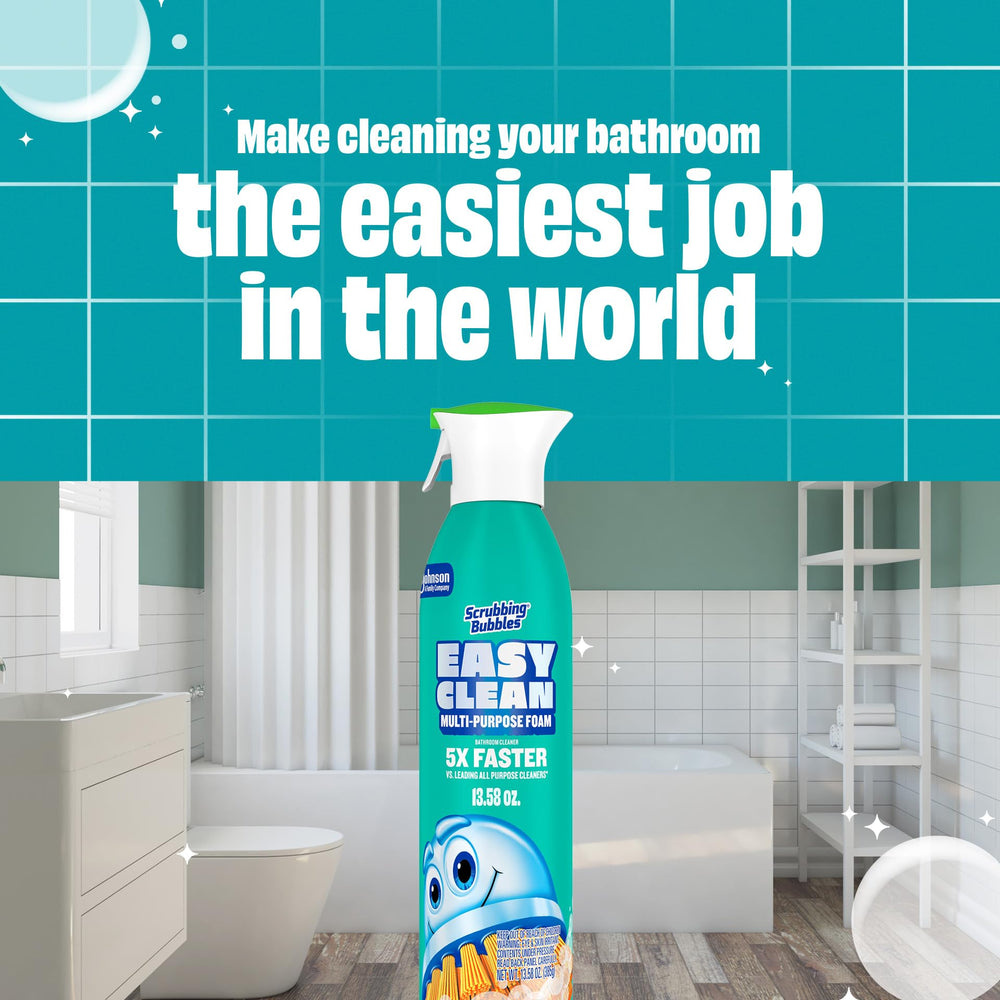 Scrubbing Bubbles Easy Clean foam removes dirt and limescale buildup.