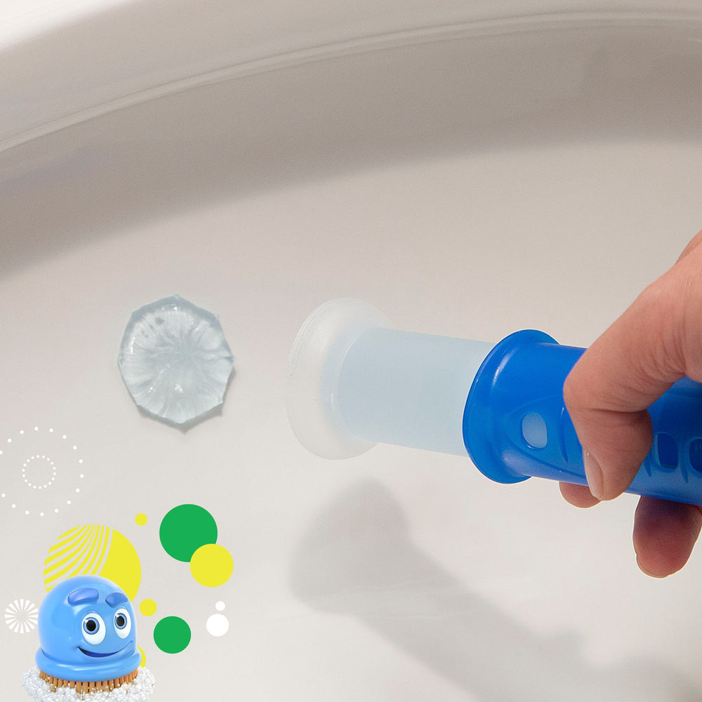 Gel stamps help prevent limescale and rings between cleanings.