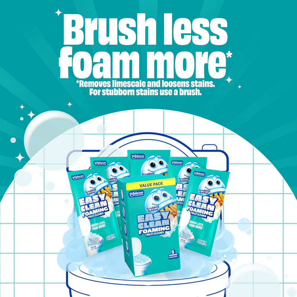 Scrubbing Bubbles five-pouch pack reduces plastic waste per use