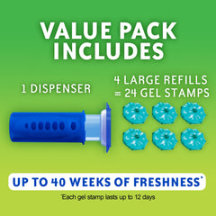 Scrubbing Bubbles Rainshower stamps packaging ready for quick, mess-free installation.