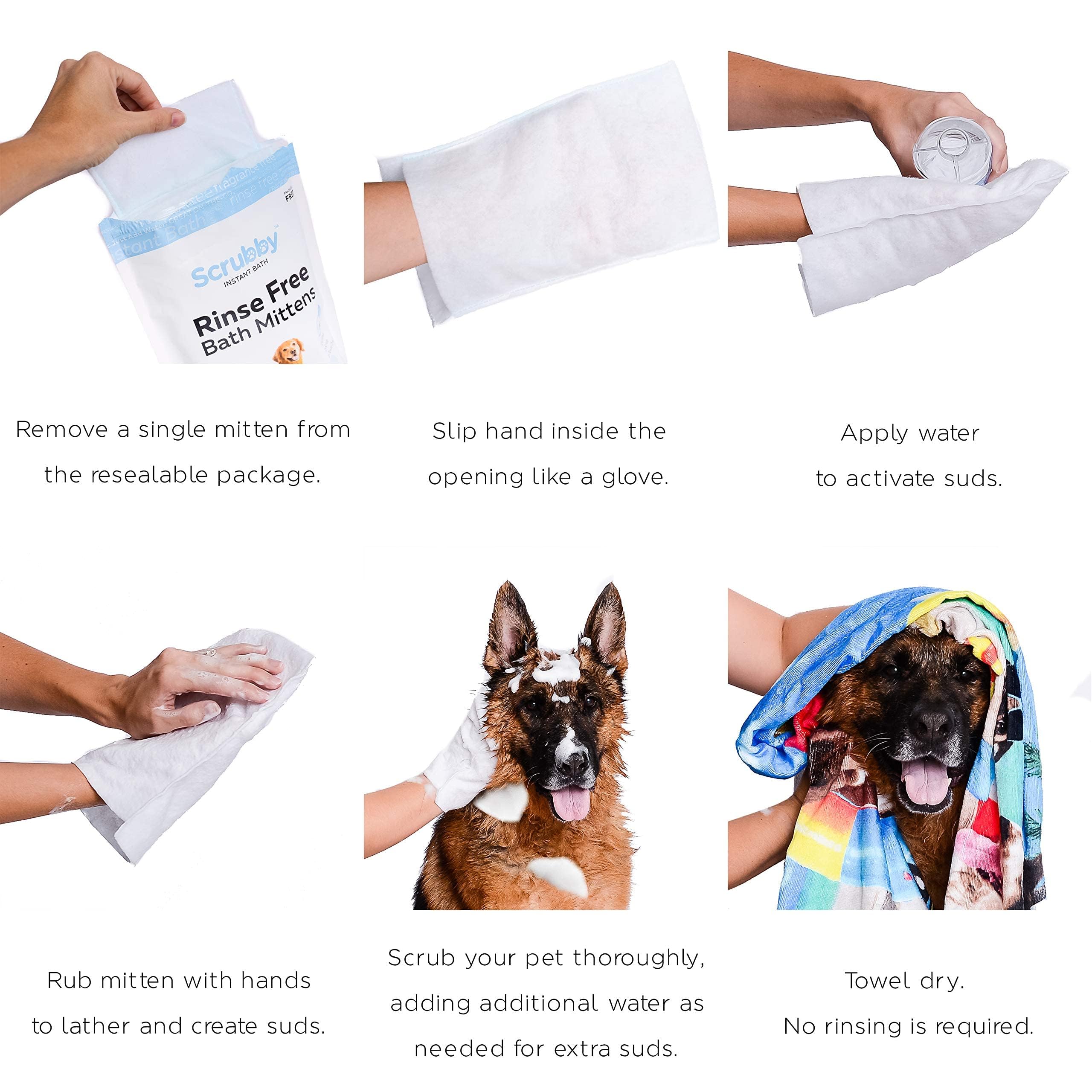 ScrubbyPet wipes on pet fur delivering gentle cleansing between sessions