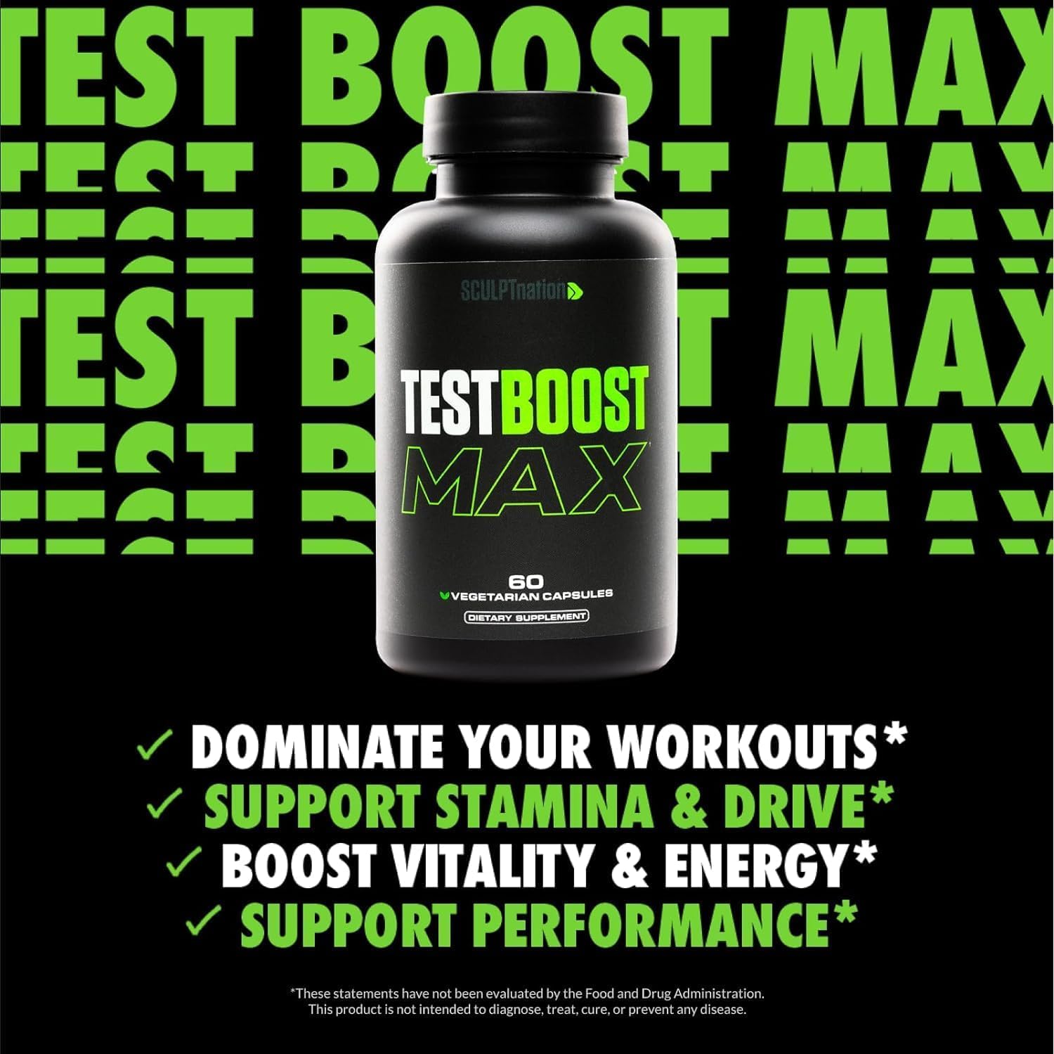 Sculpt Nation Ashwagandha Tribulus capsules for easy daily supplementation.