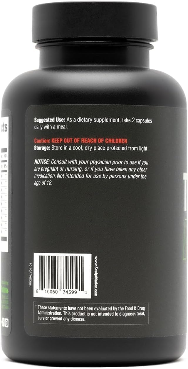 Sculpt Nation bottle with capsules ready for a daily routine.