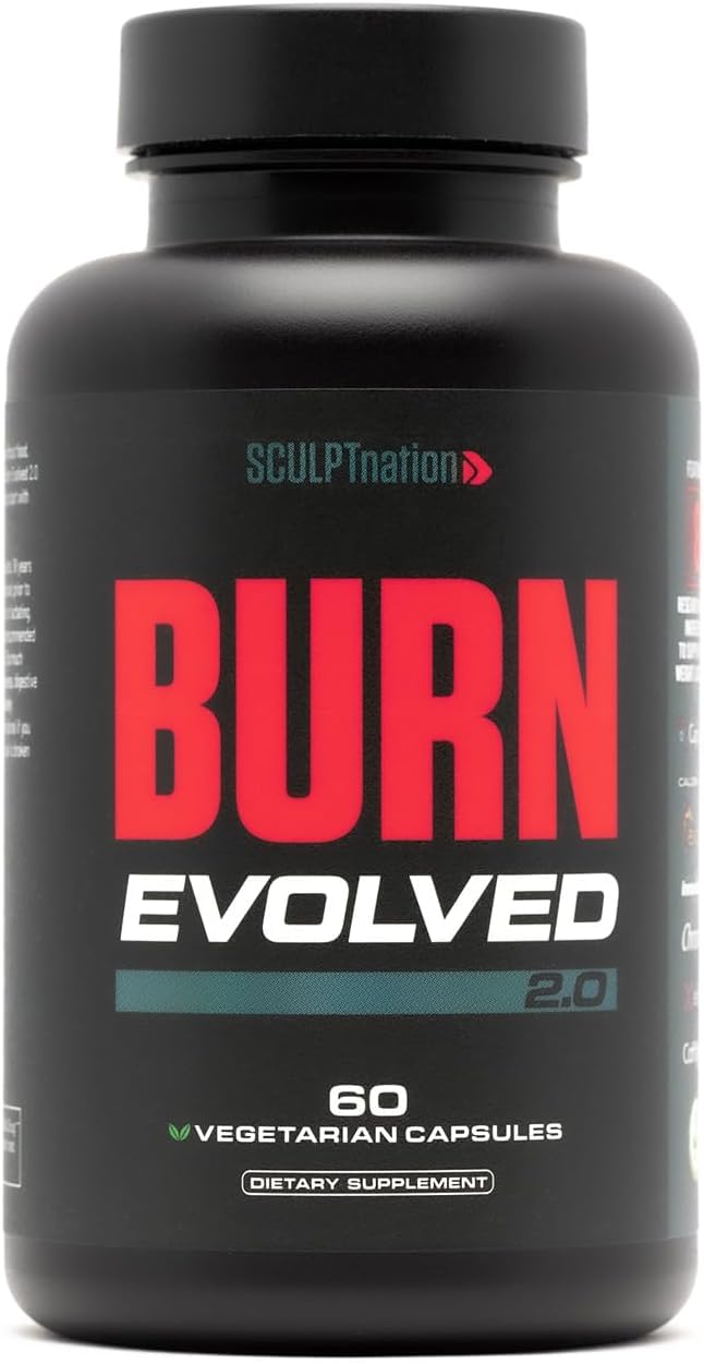 Sculpt Nation Burn bottle front view highlighting daytime metabolism support.
