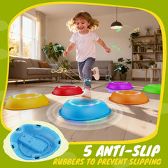 Scvcid stepping stones rest on five non-slip bases for safer jumping.