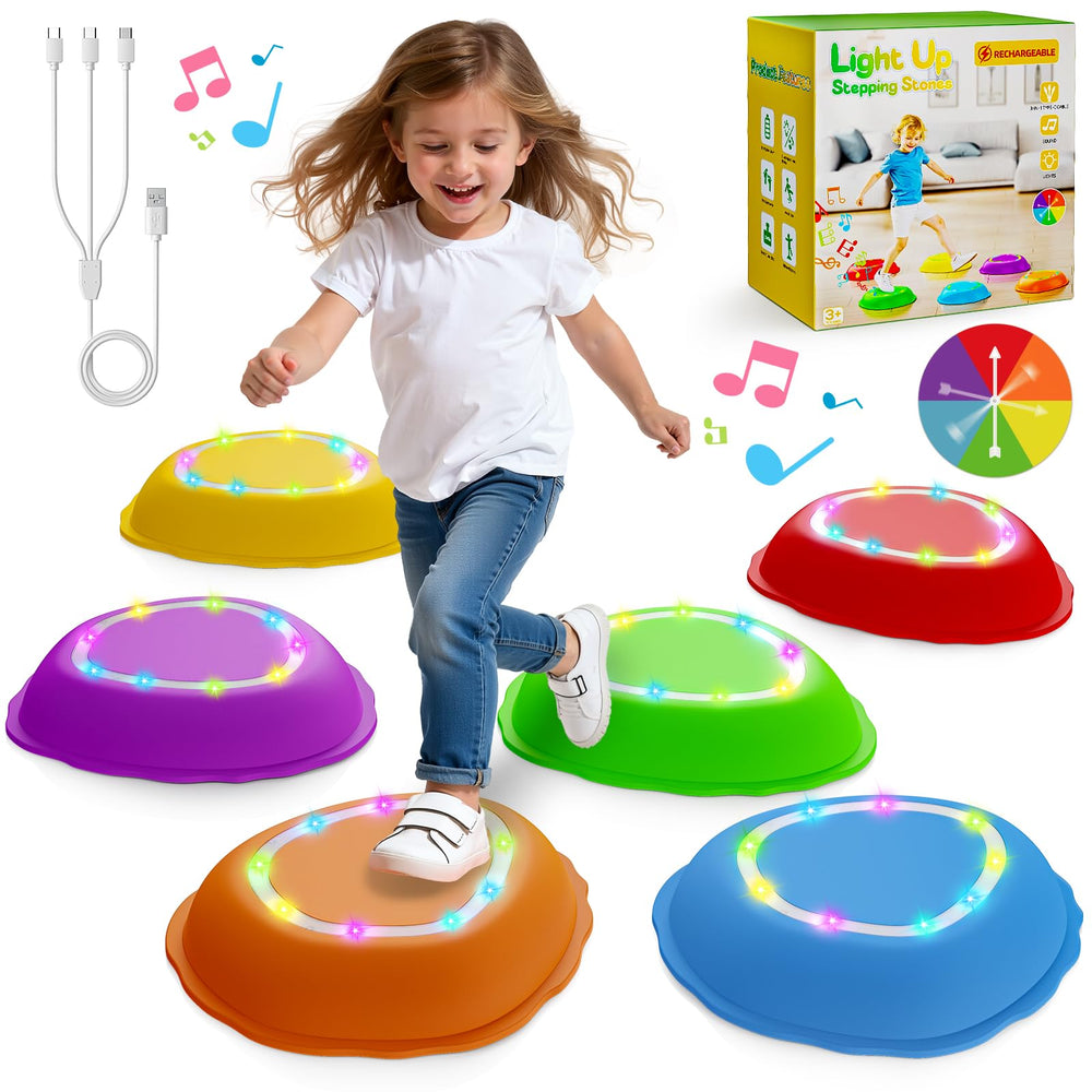 Scvcid rechargeable stepping stones with 3-in-1 charger ready for quick playtime.