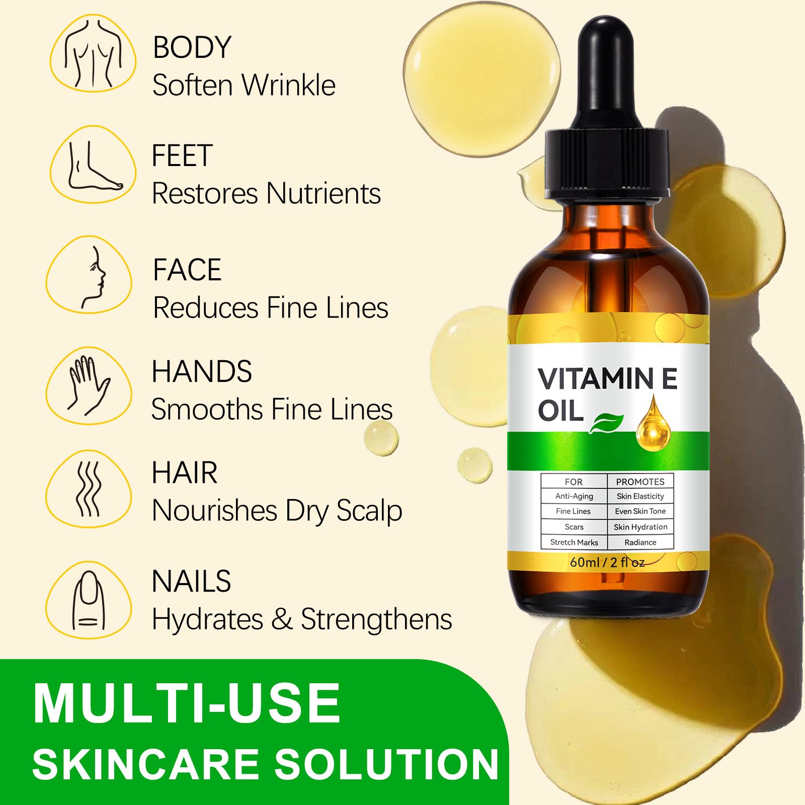 SDJUFEI Vitamin E Oil used as a bath oil for hydration.