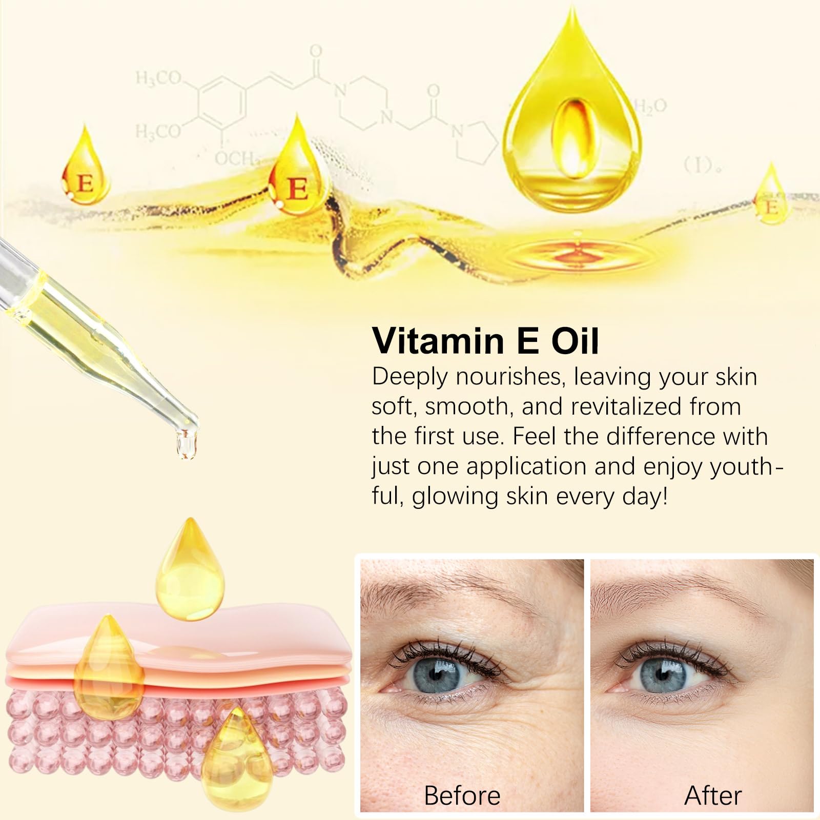 SDJUFEI Vitamin E Oil massaged on skin for deep moisturizing.