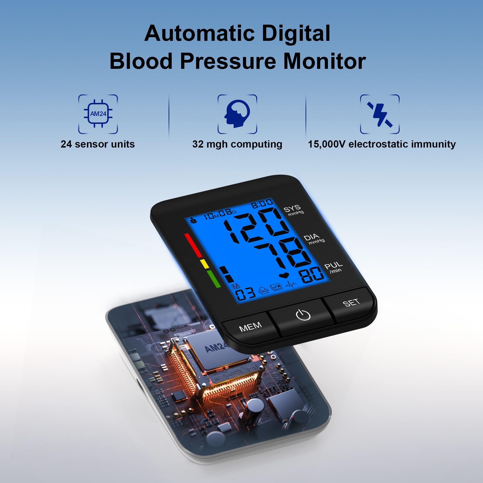 SDUNW BP Monitor with small arm cuff fits most arms comfortably.