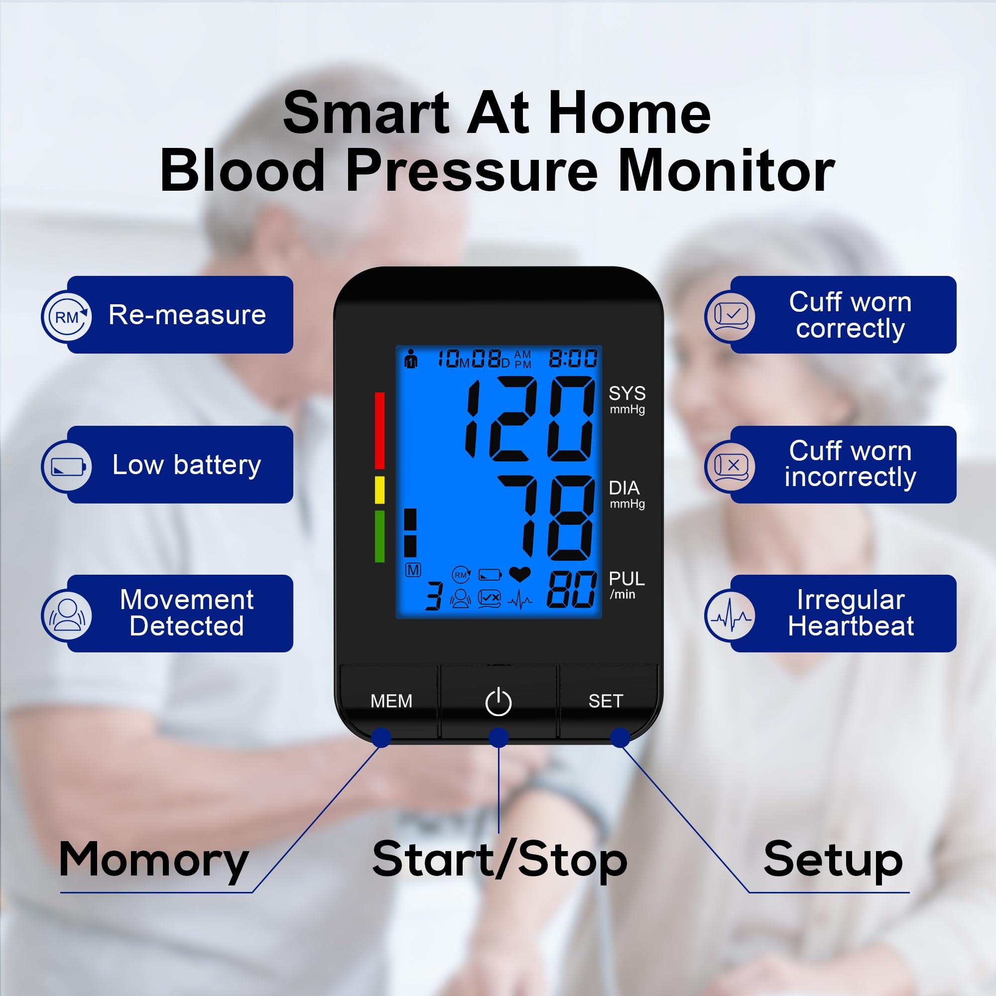 SDUNW BP Monitor dual-user memory stores readings for trend tracking.