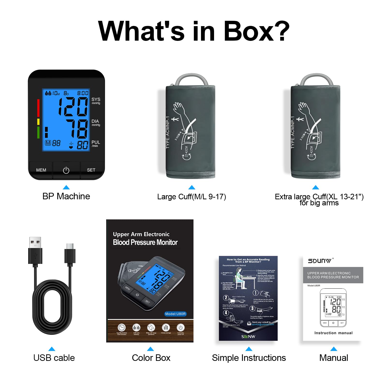 SDUNW BP Monitor power options include USB-C or batteries for flexibility.