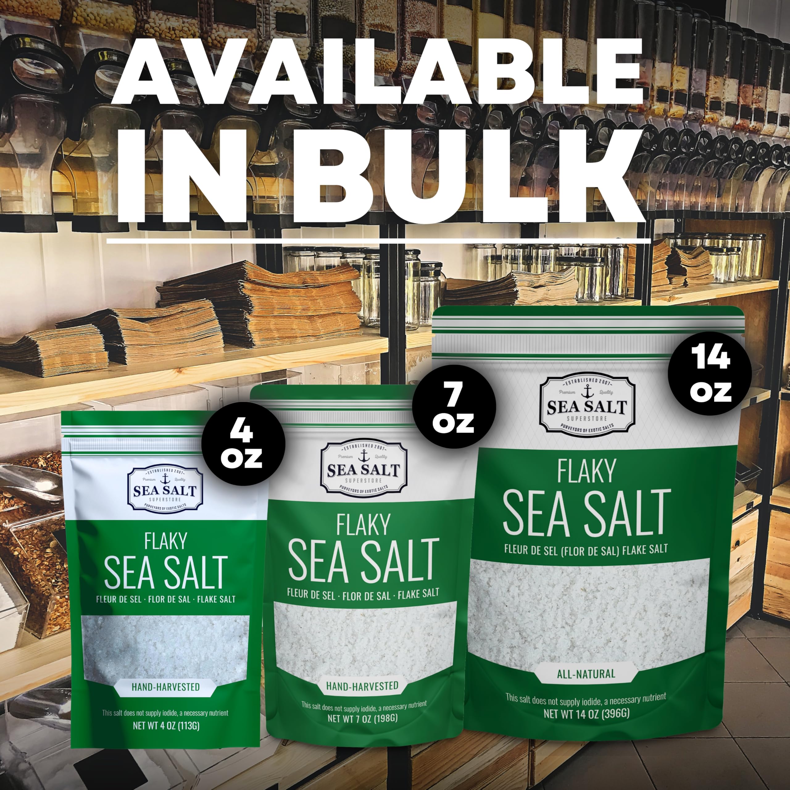 Sea Salt Superstore 4 oz bag offers convenient, ready-to-use kitchen salt.