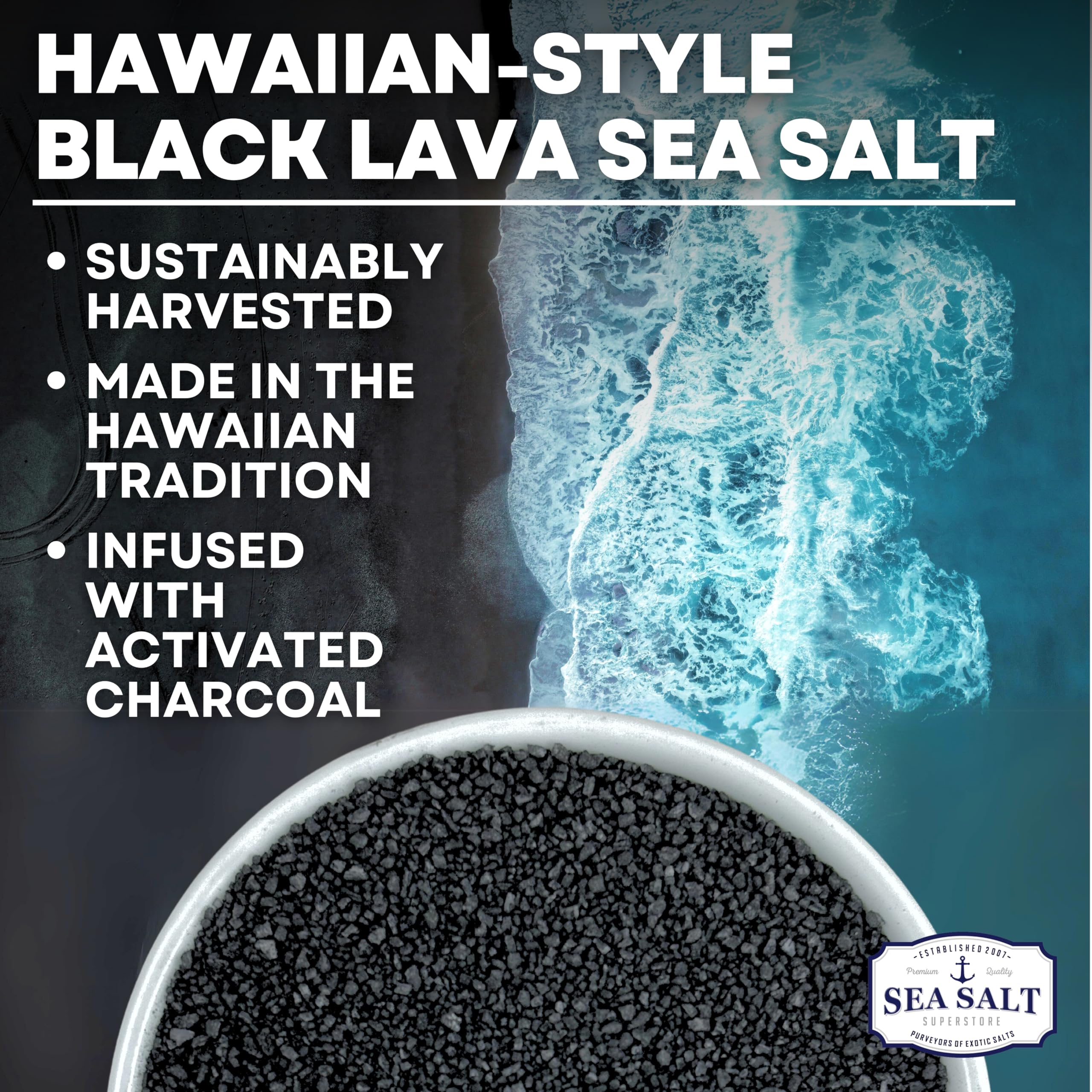 Black Lava Charcoal on vegetables from Sea Salt Superstore adds color