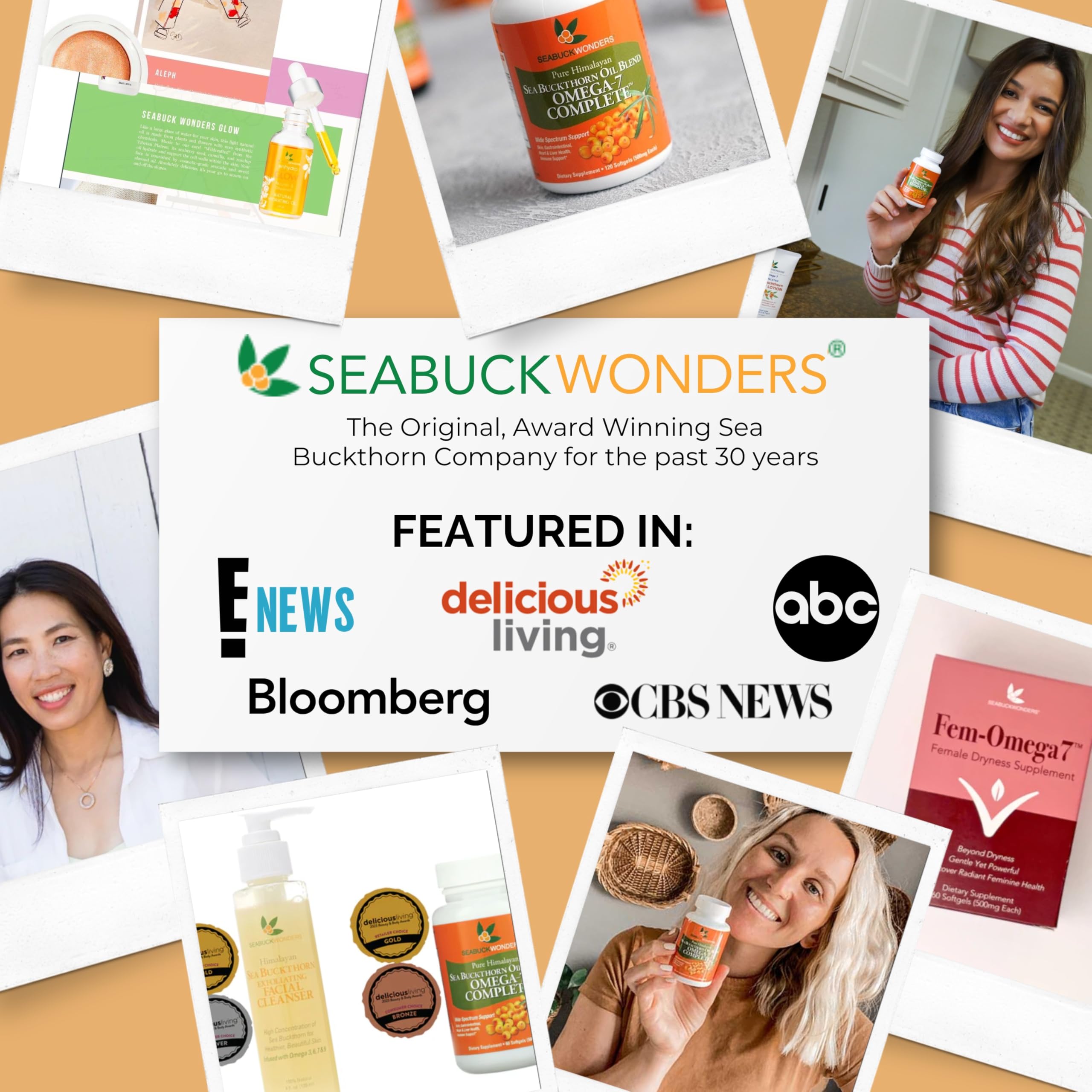 SeabuckWonders lifestyle shot showing easy daily wellness routine with softgels.