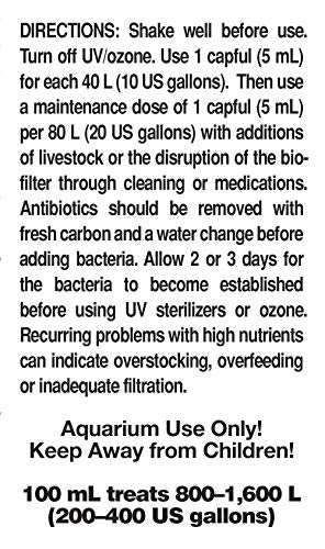 Seachem Pristine, etiquette du produit, montrant une solution biologique naturelle pour l’eau.