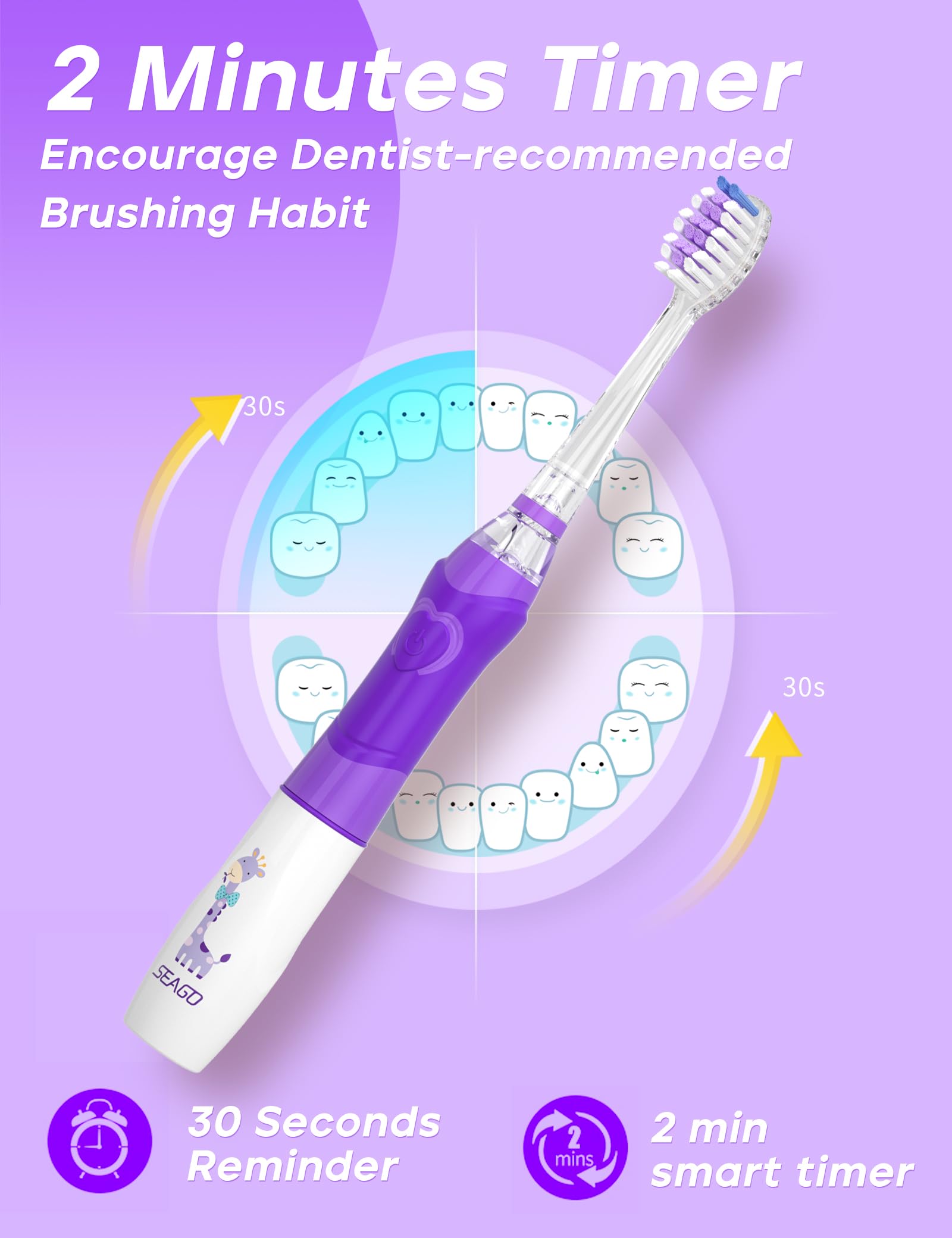 SEAGO IPX7 waterproof toothbrush for safe washing after use