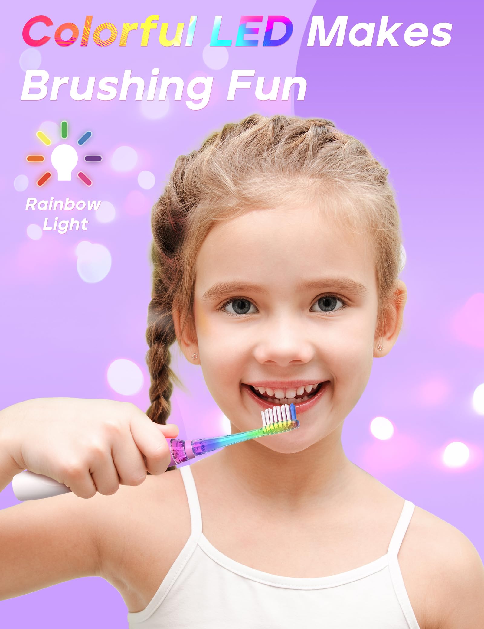 SEAGO Kids replacement brush heads with soft bristles protect enamel