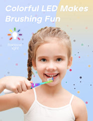 SEAGO SG-977 blue toothbrush with rainbow LEDs motivates kids during brushing.