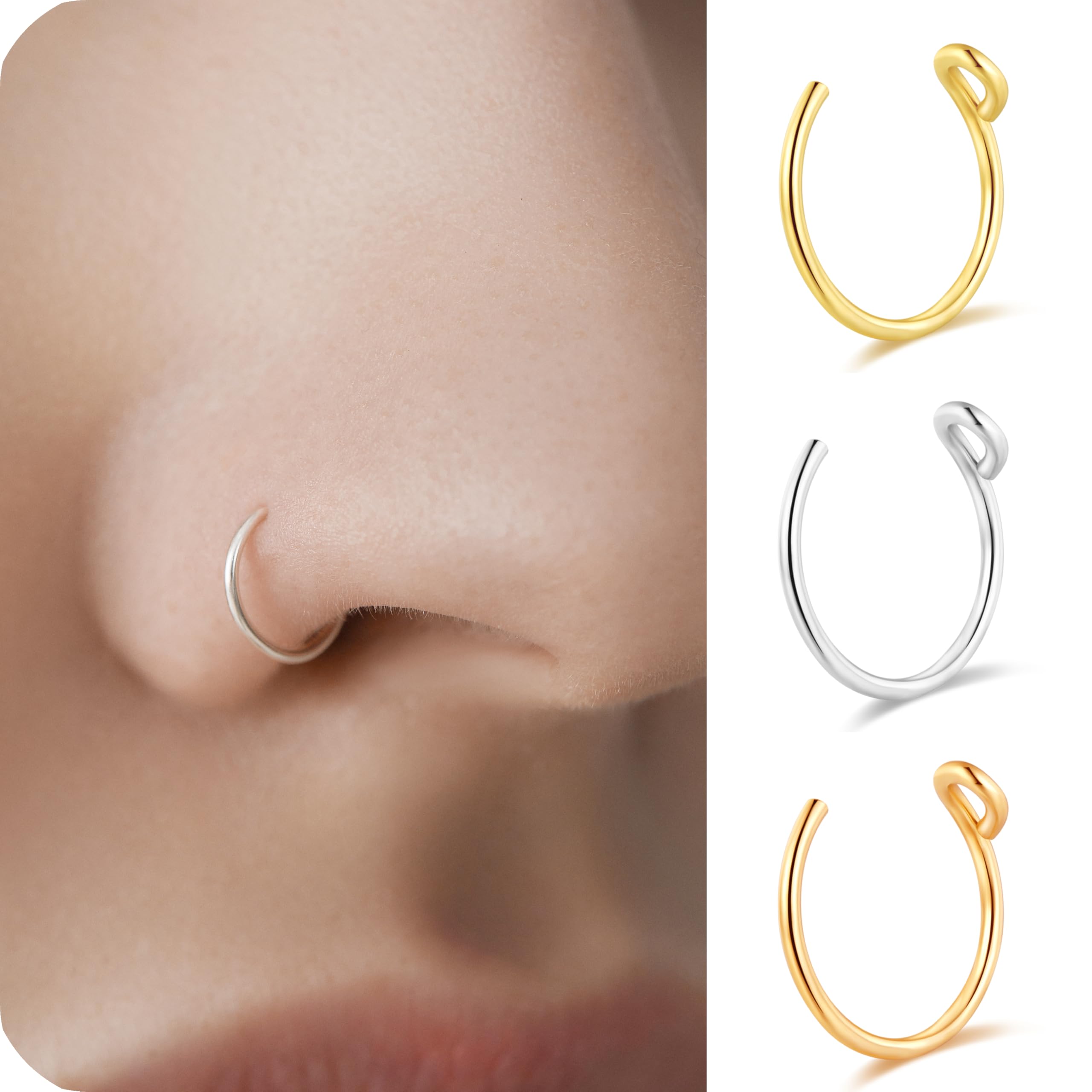 Sealoy fake clip-on nose ring in gold for adjustable, comfortable non-piercing wear