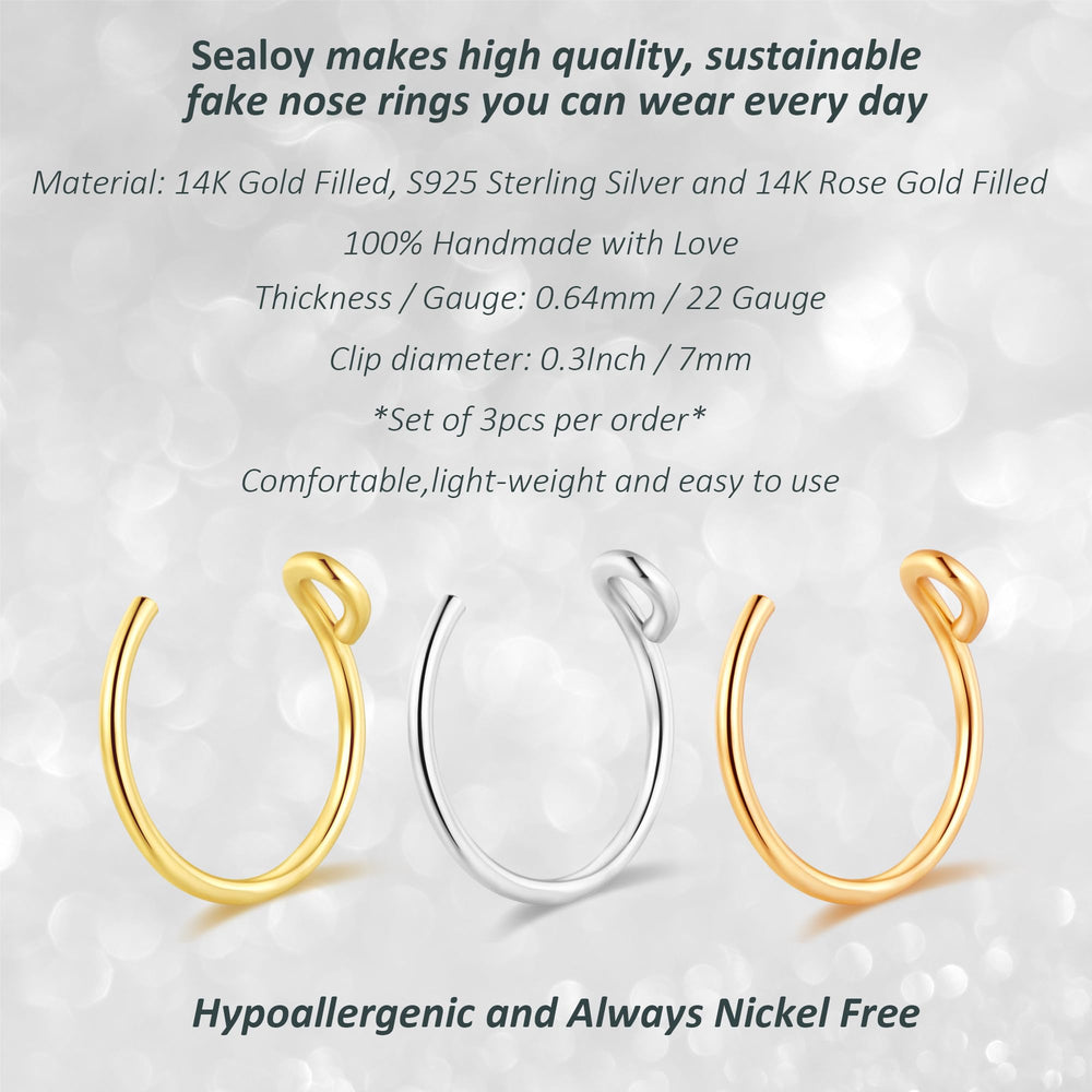 Sealoy clip-on nose ring in silver for subtle daily style