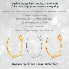 Sealoy clip-on nose ring in silver for subtle daily style