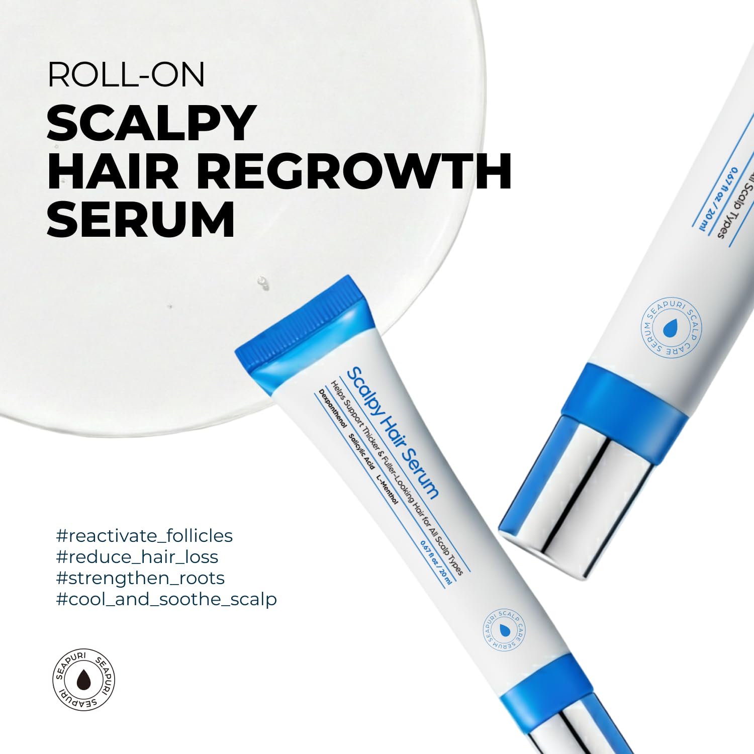 Seapuri Scalpy triple roller applicator delivering targeted root care