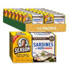 Season Sardines in Water can with no salt added and omega-3 richness.
