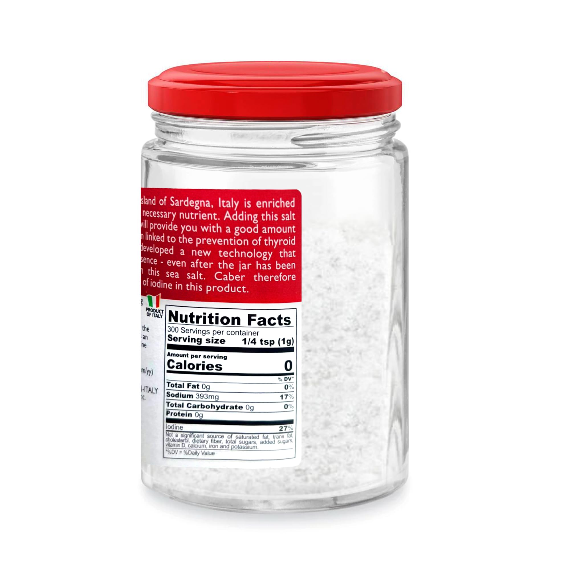 Seasonello iodine salt bottle close-up highlights granular texture for cooking
