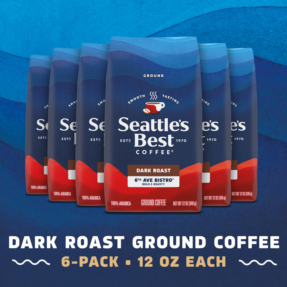 Seattle's Best Coffee 6th Ave Bistro ground coffee ready for versatile brews.